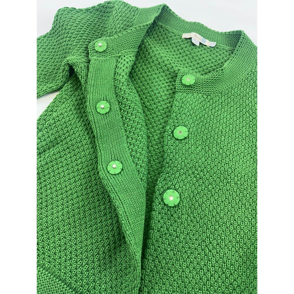 Boden Knit Cardigan Kelly Green Snap Covered Faux Buttons Chunky WK734 Womens 4 - Picture 14 of 16
